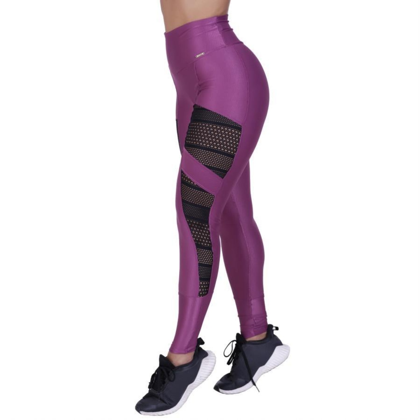 Calça Legging Orbis Fitness Recortes Modeladora Compressão Detalhes em Tela - Feminina - Foto 2