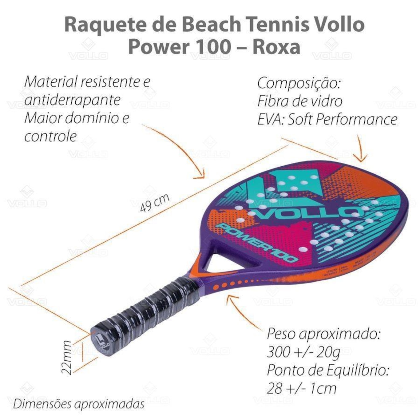 Raquete de Beach Tennis Vollo Power 100 - Foto 5