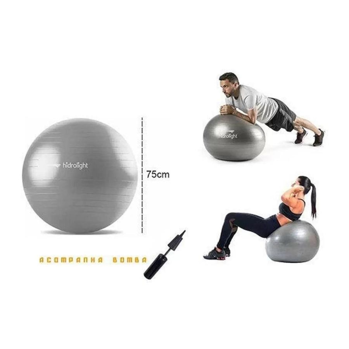 Bola de Ginástica - exercícios - Vollo - Pilates -65cm