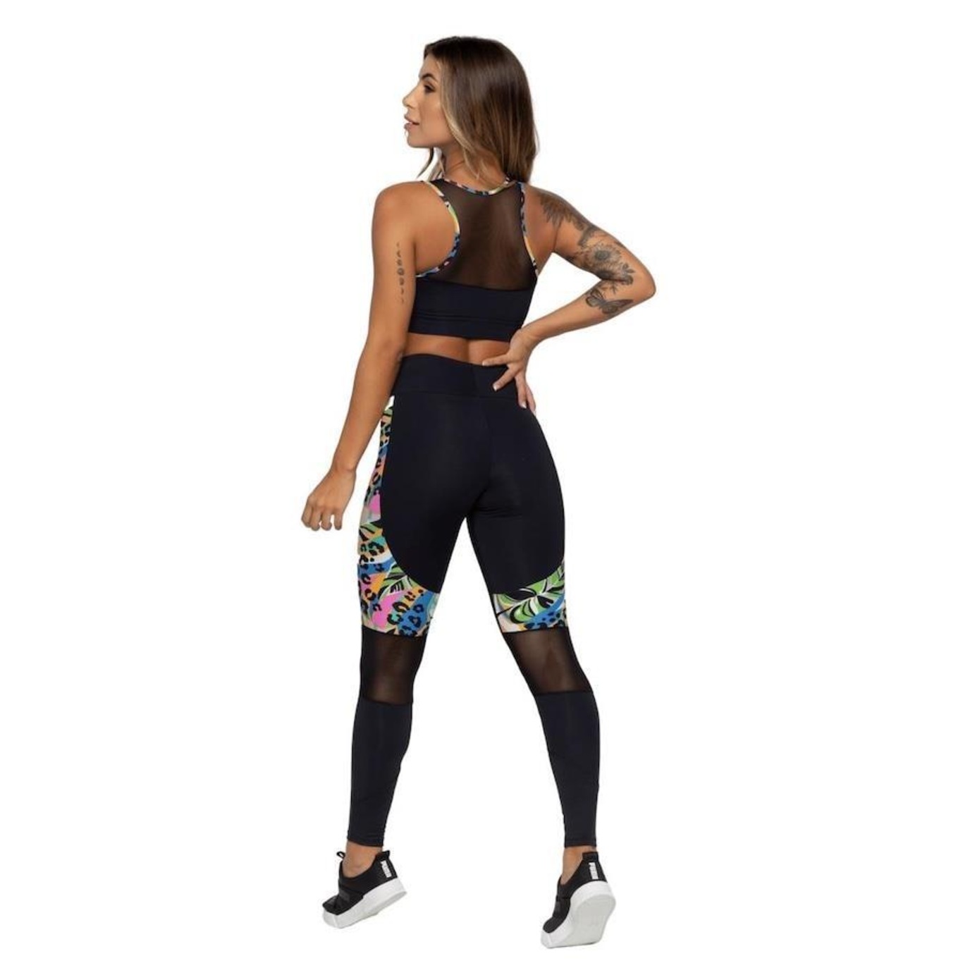 Calça Legging AVA Fitness Wear Suplex Recorte e Detalhe em Tule - Feminina - Foto 6