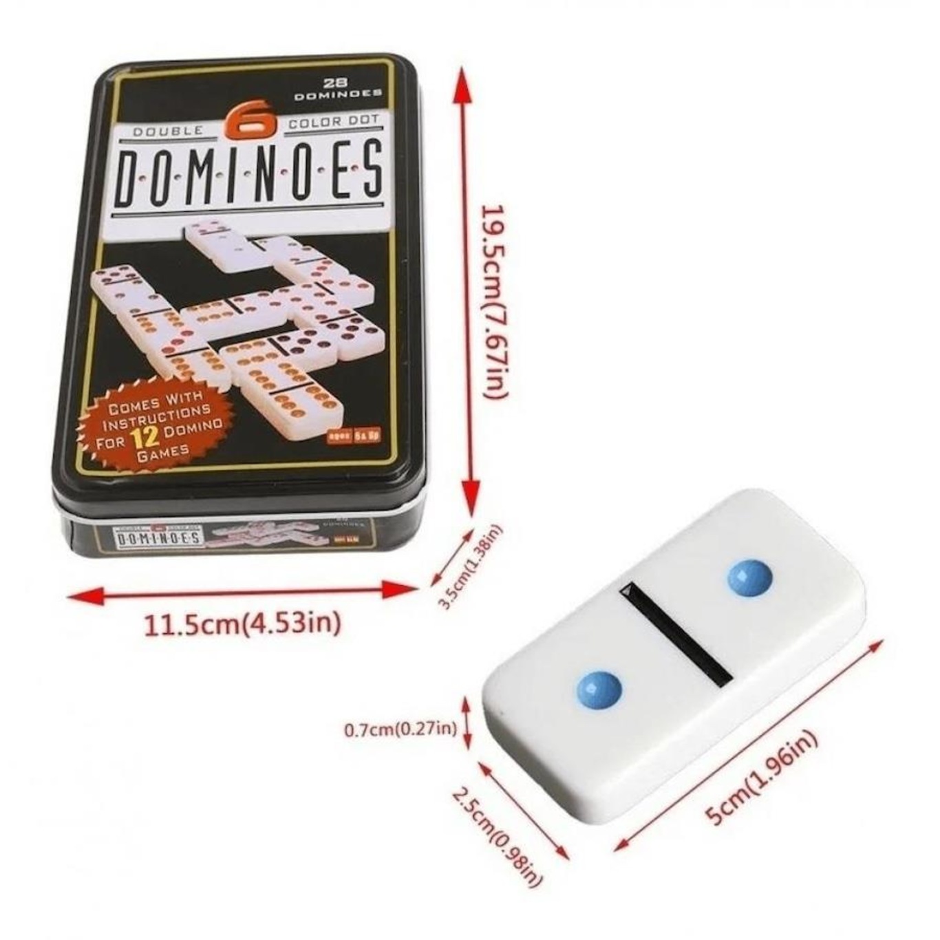 Dominó Dominoes Profissional com 28 Peças 9mm + Baralho MB Teach com 108  Cartas