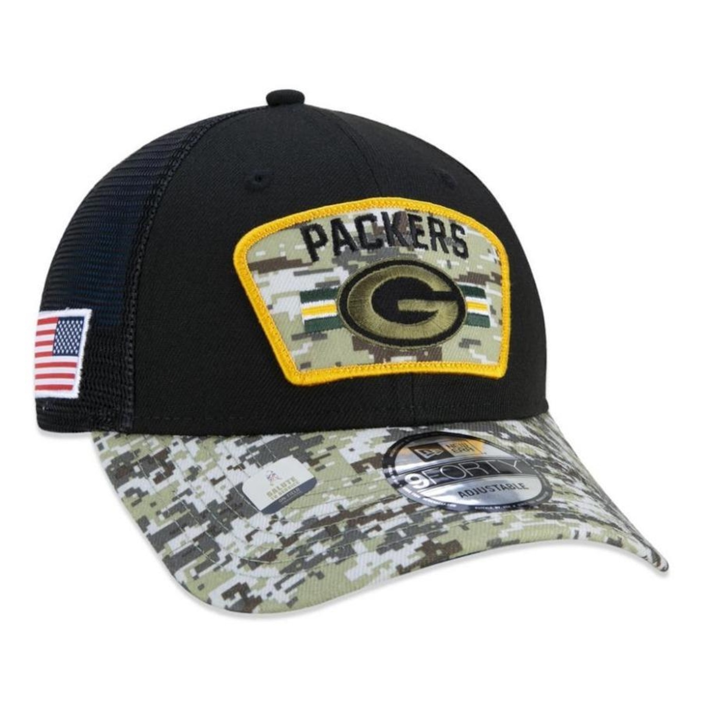 Boné Aba Curva New Era Green Bay Packers 940 NFL 21 Salute to Service - Snapback - Adulto - Foto 4