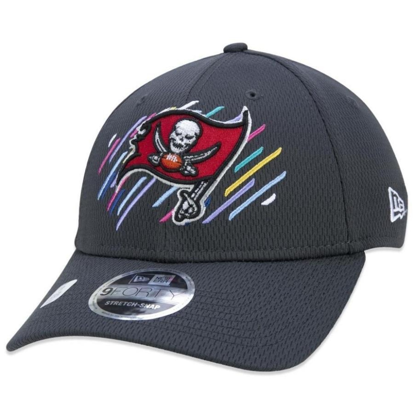 Boné Aba Curva New Era Tampa Bay Buccaneers 940 Crucial Outubro Rosa - Snapback - Adulto - Foto 1