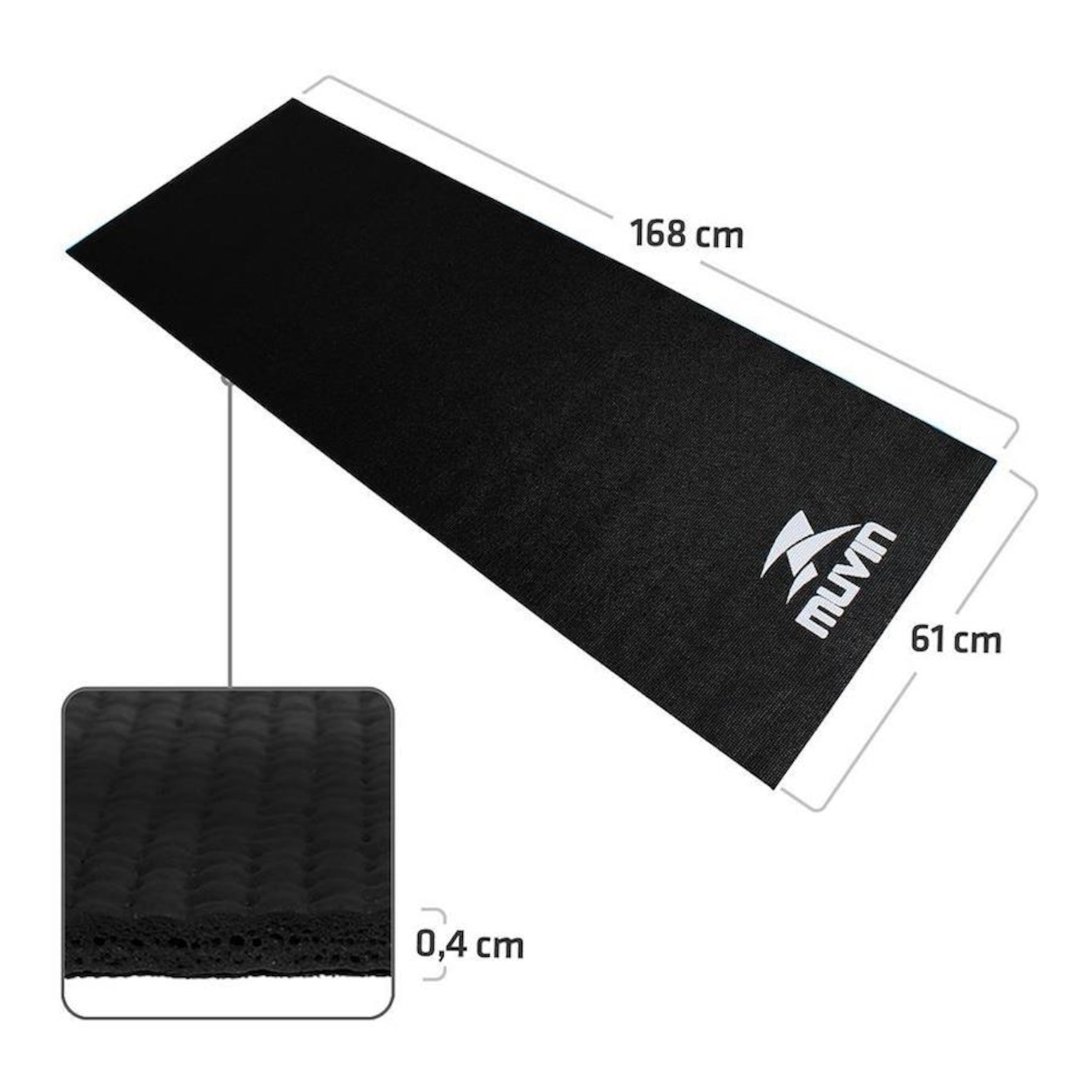 Kit de Tapete para Yoga em PVC Muvin - 168cm x 61cm x 0,4cm + Bola de Pilates 65cm com Bomba - Foto 5