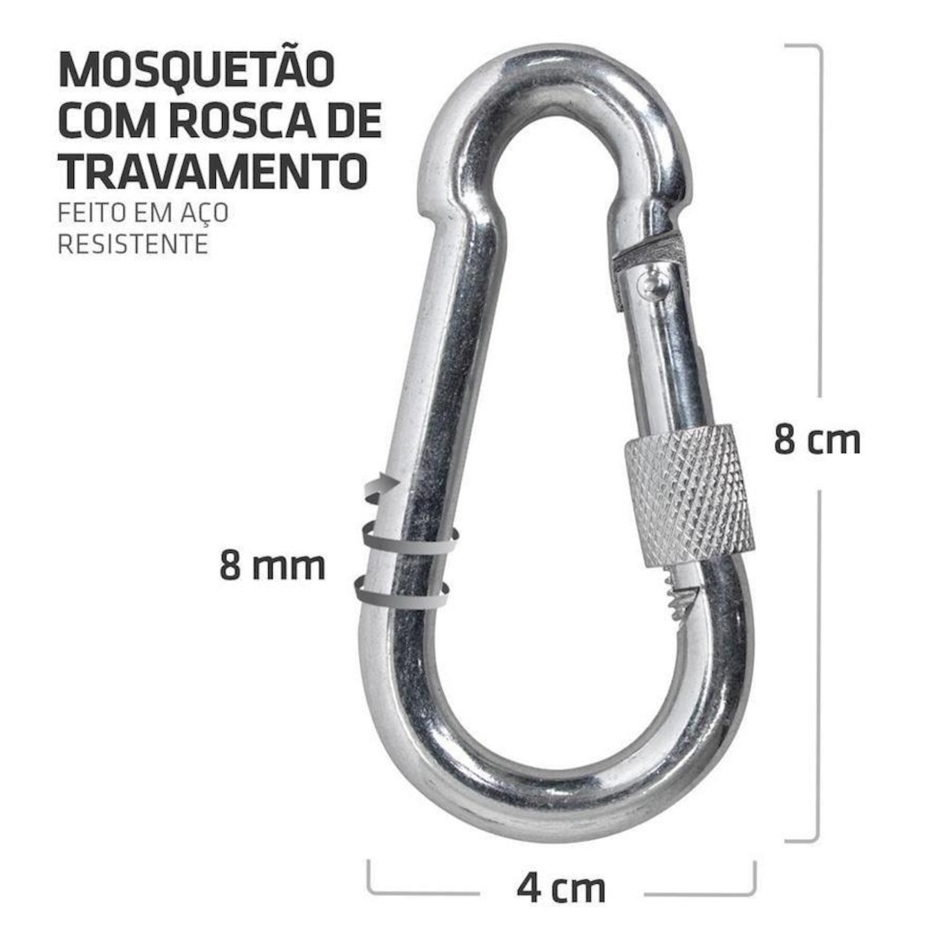 Kit de Boxe Muvin: Corrente para Saco de Pancada em Aço - 100 cm + Mosquetão com Rosca de Travamento - Foto 4