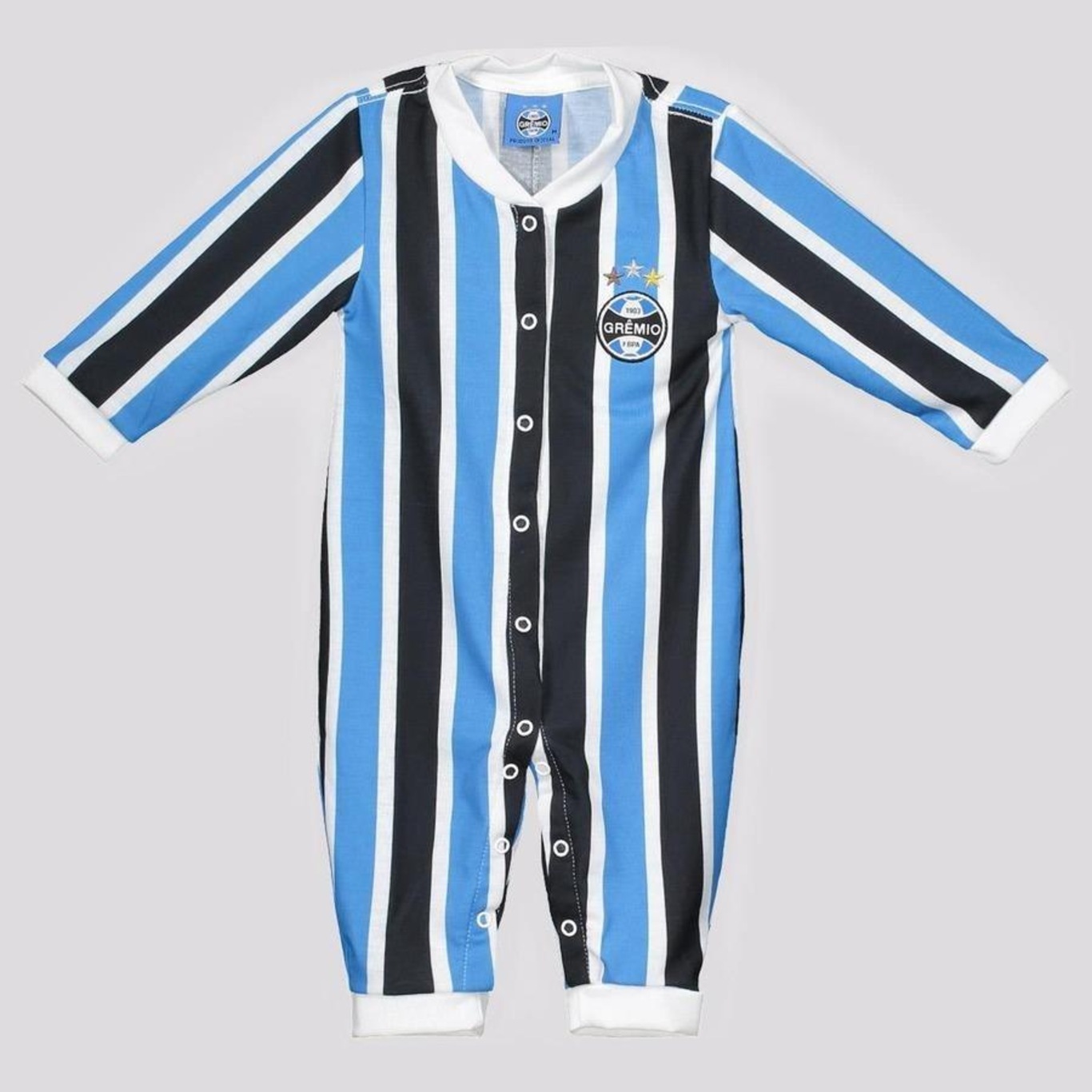 Macacão do Grêmio Futfanatics Manga Longa Tricolor - Infantil - Foto 1