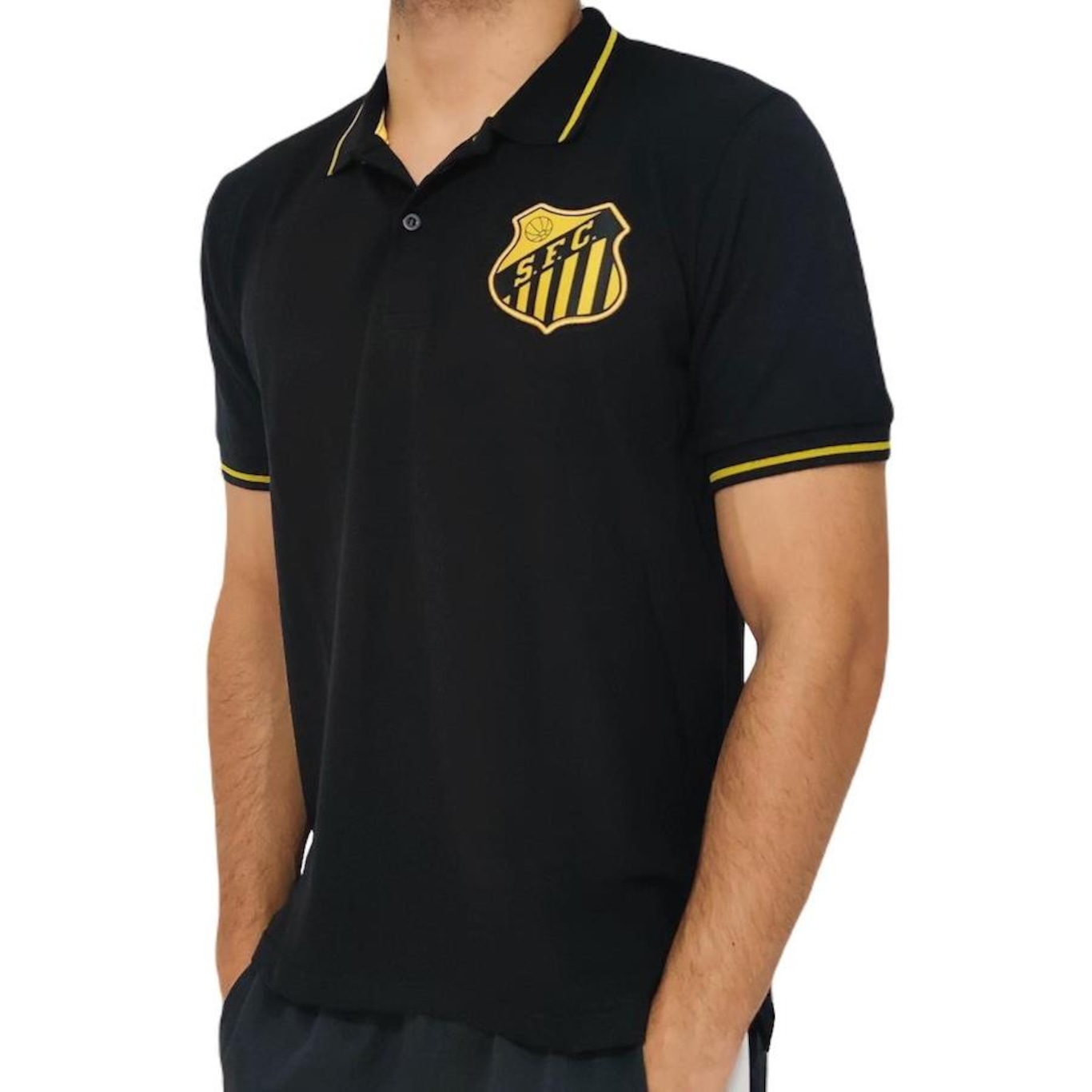 Camisa Polo do Santos RetrôMania Ouro - Masculina - Foto 1