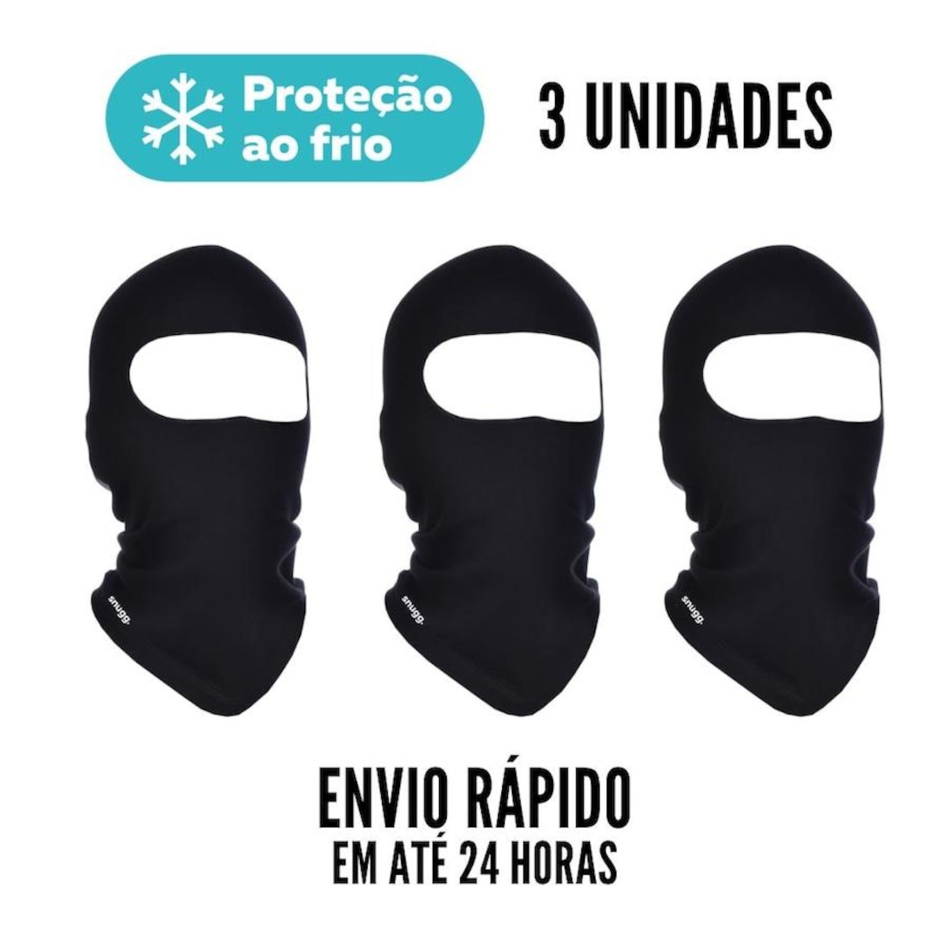 Balaclava Térmica Snugg Wear Touca Ninja - Adulto - 3 Unds - Foto 1