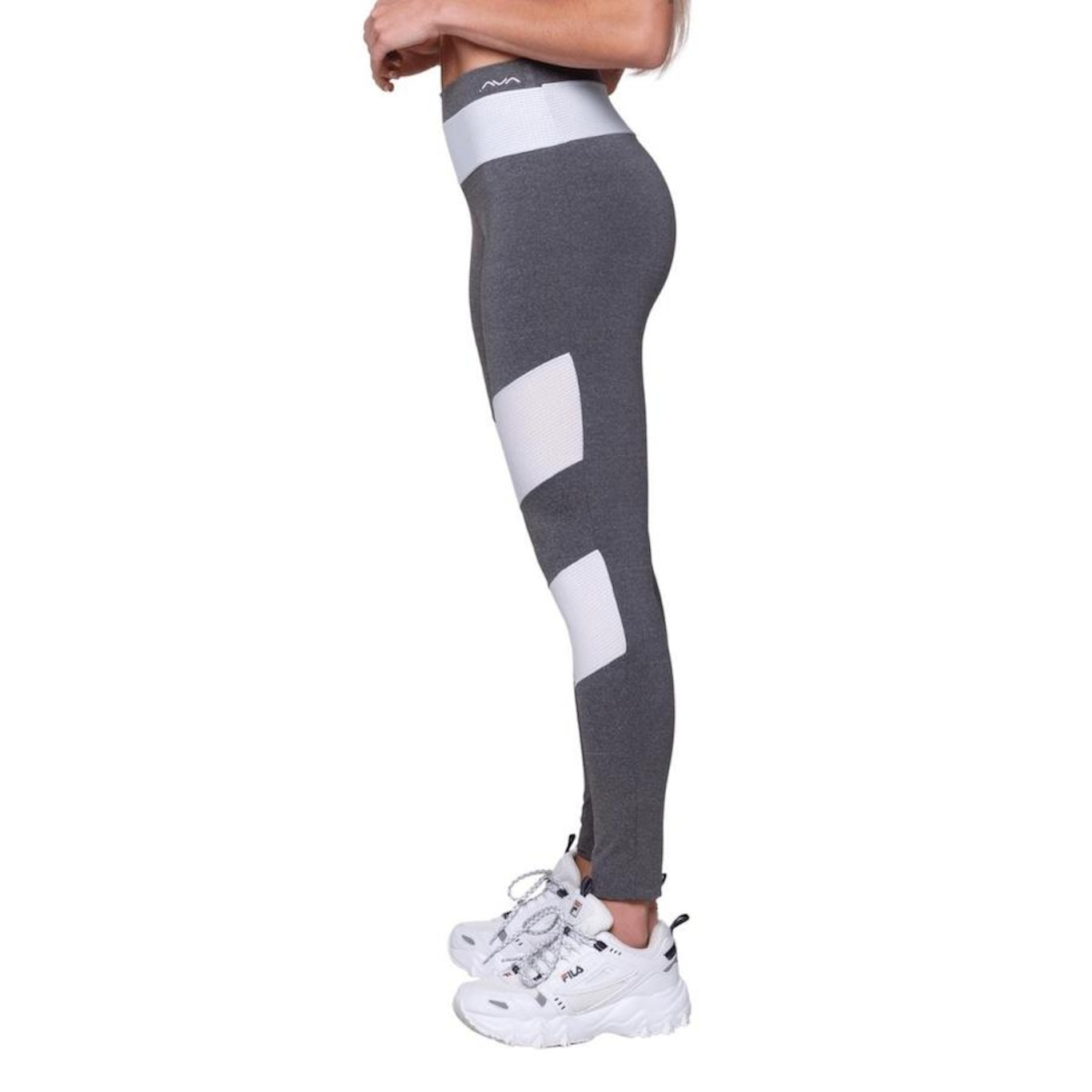 Calça Legging AVA Fitness Wear Mescla Com Tela - Feminina - Foto 2