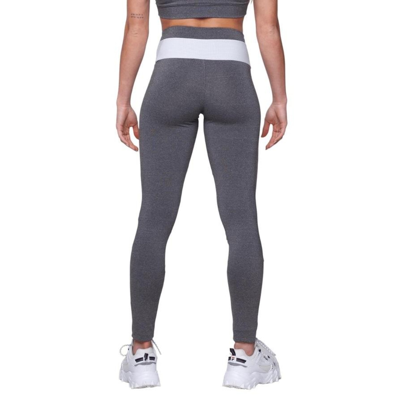 Calça Legging AVA Fitness Wear Mescla Com Tela - Feminina - Foto 3