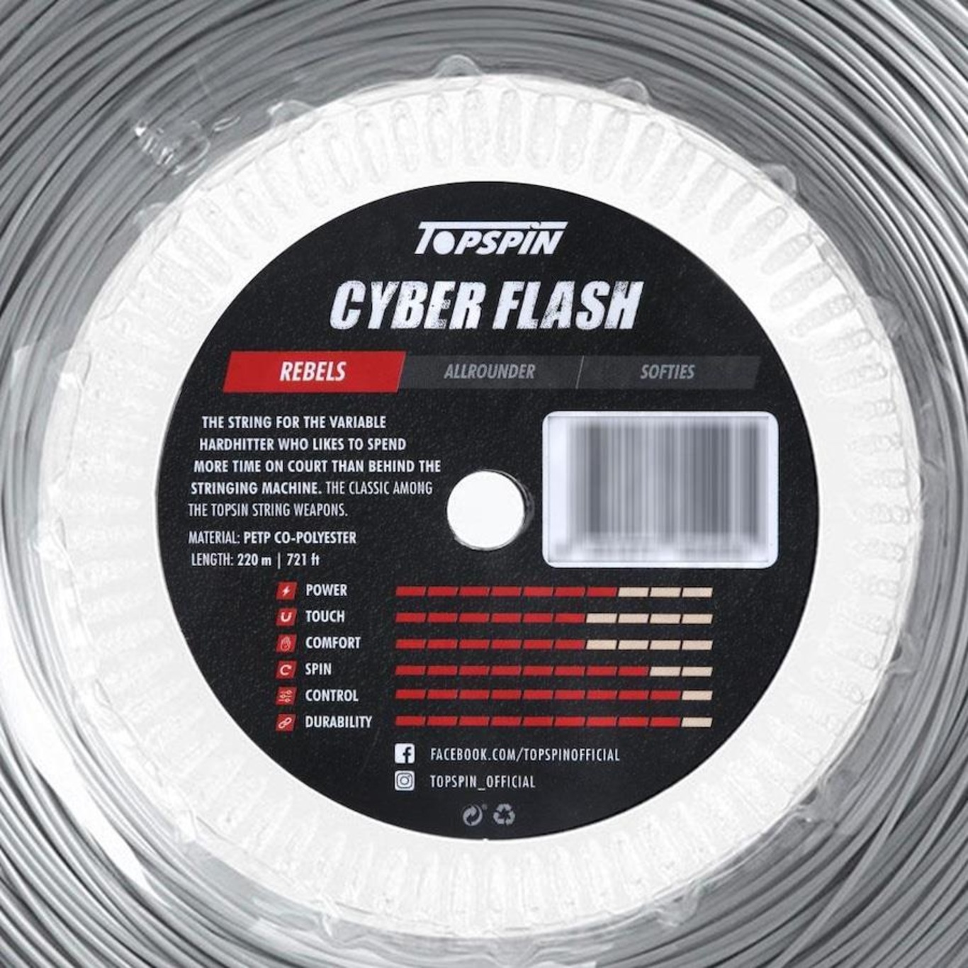 Corda para Raquete de Tênis Topspin Cyber Flash 18L 1.20mm - 220 Metros - Foto 3