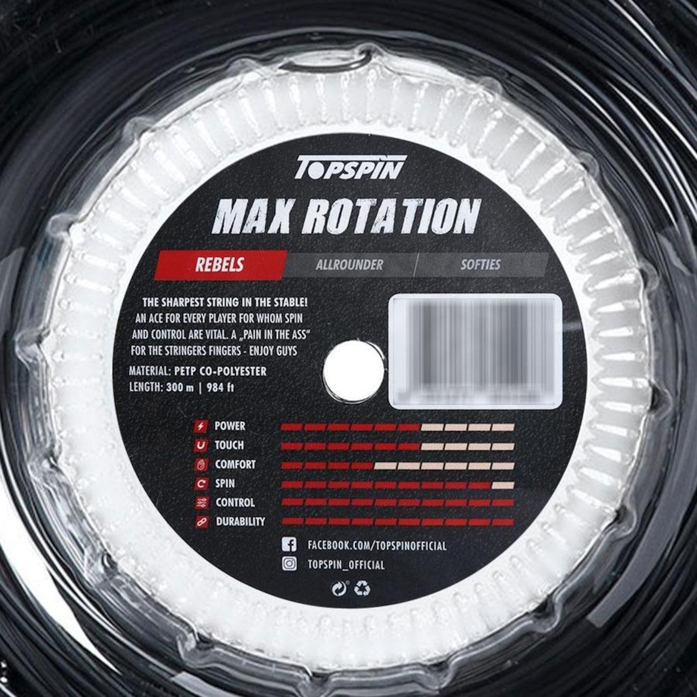 Corda para Raquete Topspin Cyber Max Rotation 16L 1.31mm - 300 Metros - Foto 3