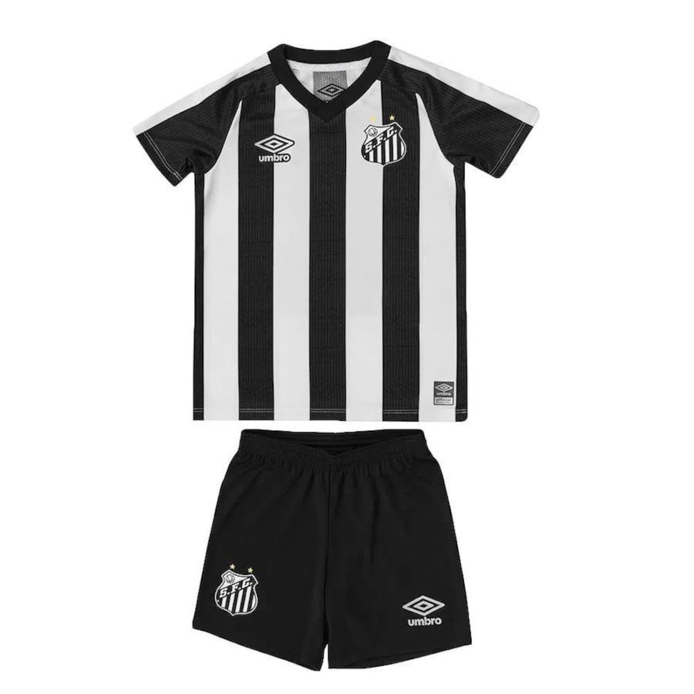 Kit do Santos Oficial 2 2022 Umbro: Camisa + Calção - Infantil - Foto 1