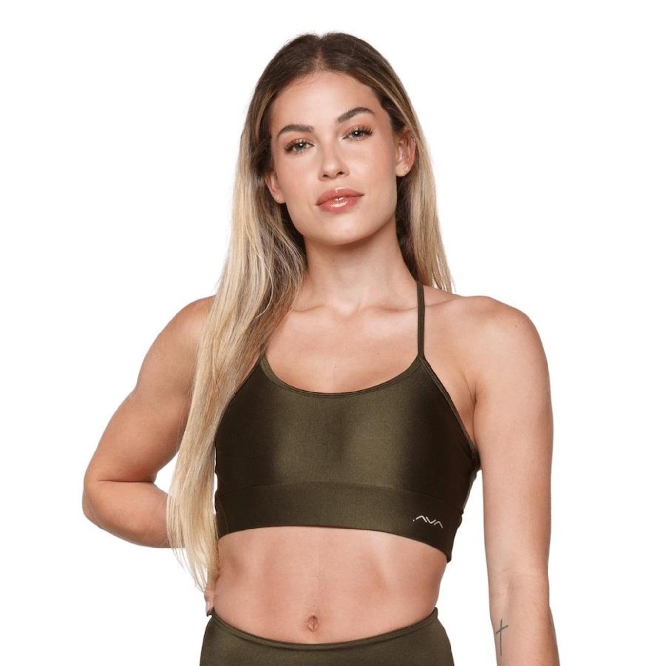 Top Fitness AVA Fitness Wear Liso Poliamida Metalizado - Adulto - Foto 1