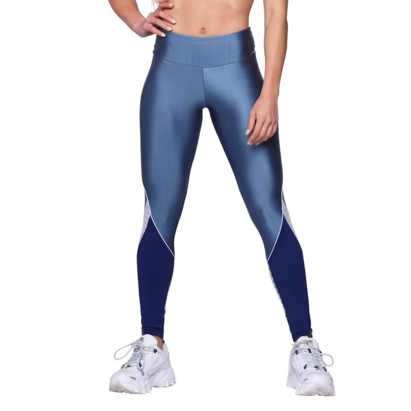 Calça Legging AVA Fitness Wear Suplex Poliamida Com Tule Canelado - Feminina