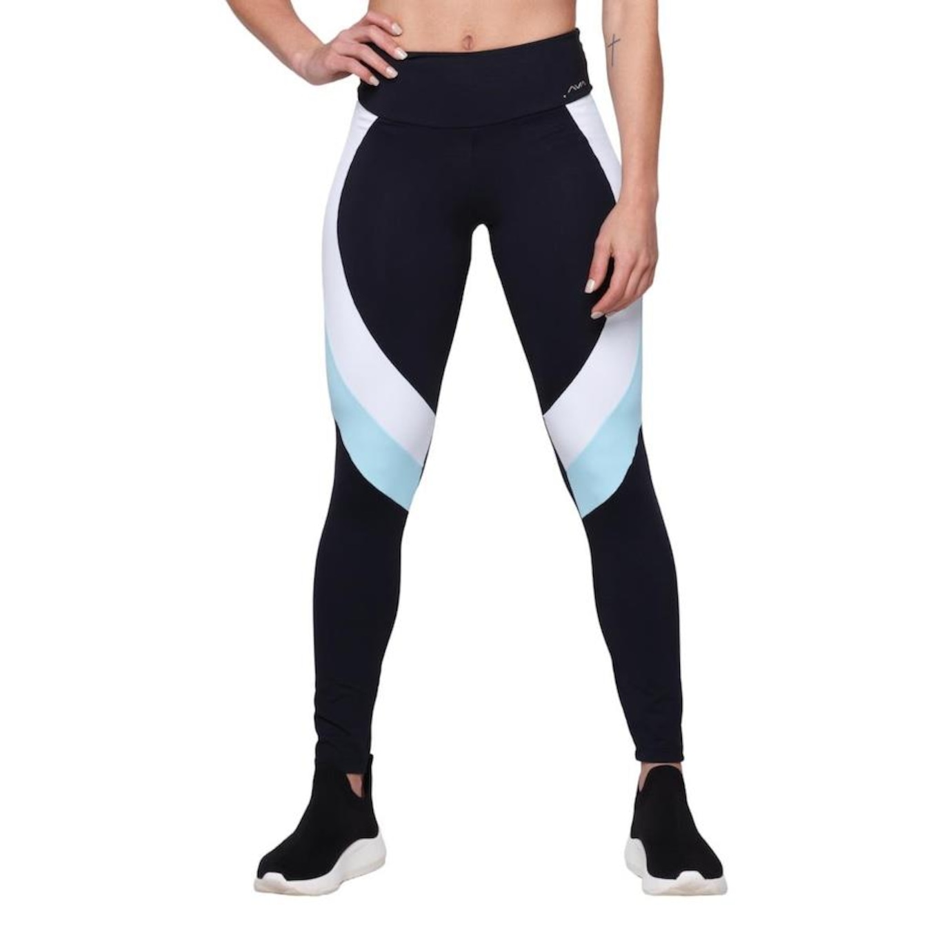 Calça Legging AVA Fitness Wear Suplex Recorte - Feminina - Foto 1