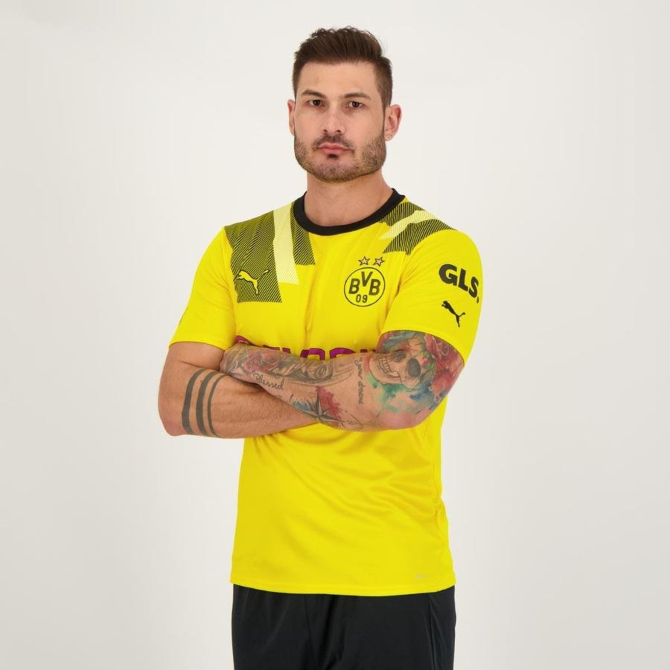 Camisa Borussia Dortmund I 2023 Jogador Masculina - Amarela e Preta