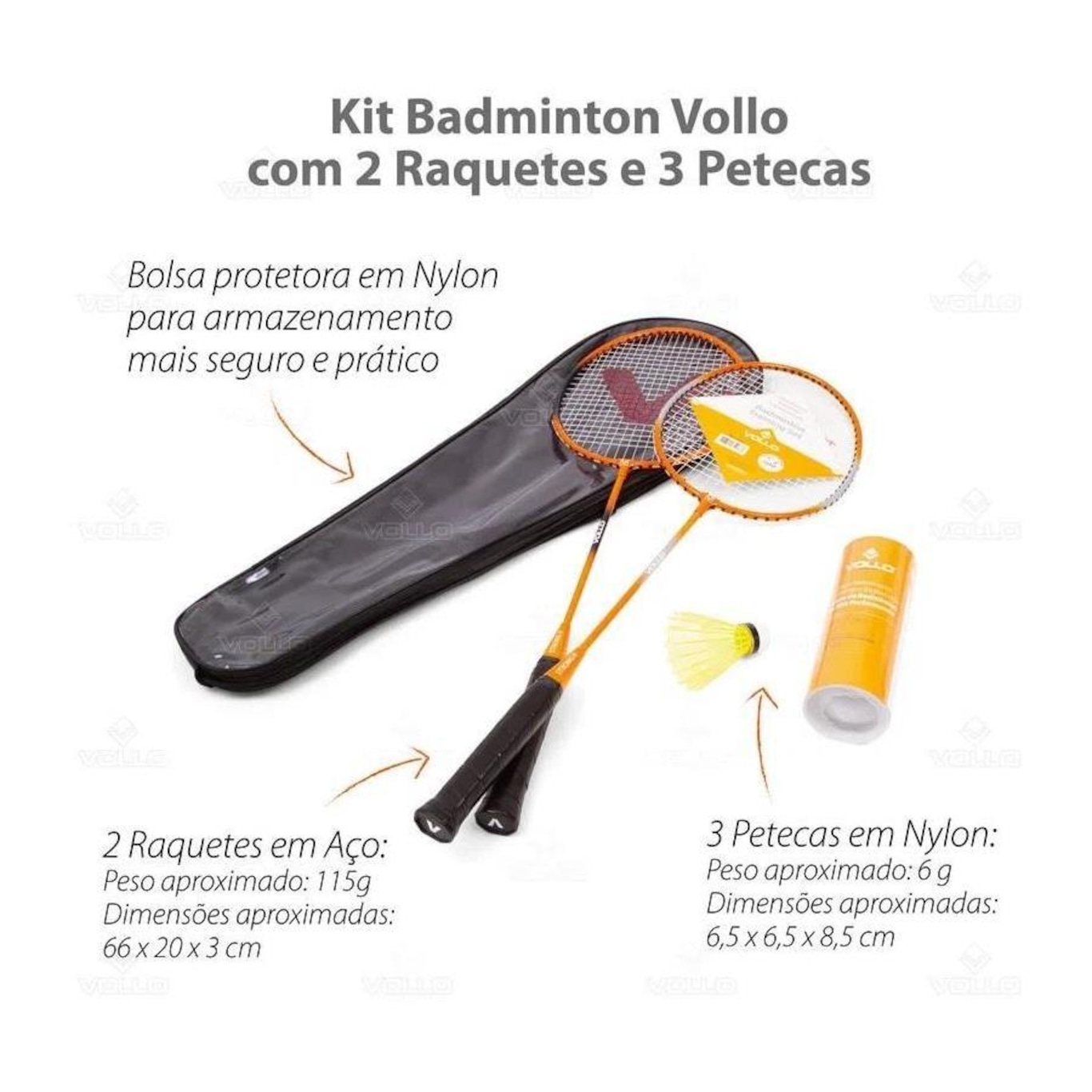 Kit Badminton Petlazer: 2x raquete + 3x Petecas - Foto 2