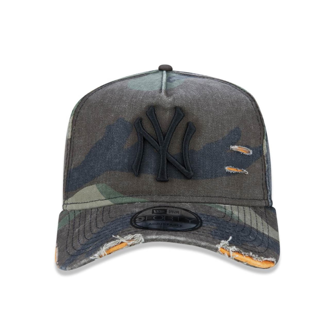 Boné Aba Curva New Era 9Forty AFrame NY Yankees Destroyed - Strapback - Adulto - Foto 1