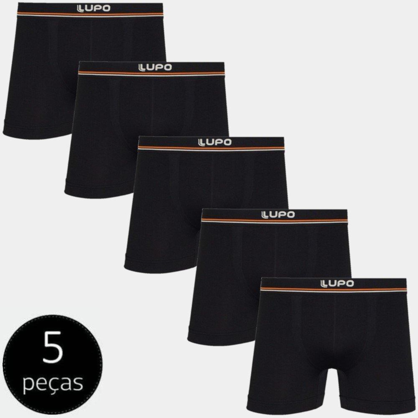 Cueca Boxer Lupo Esportiva sem Costura - Adulto - 5 unidades - Foto 1