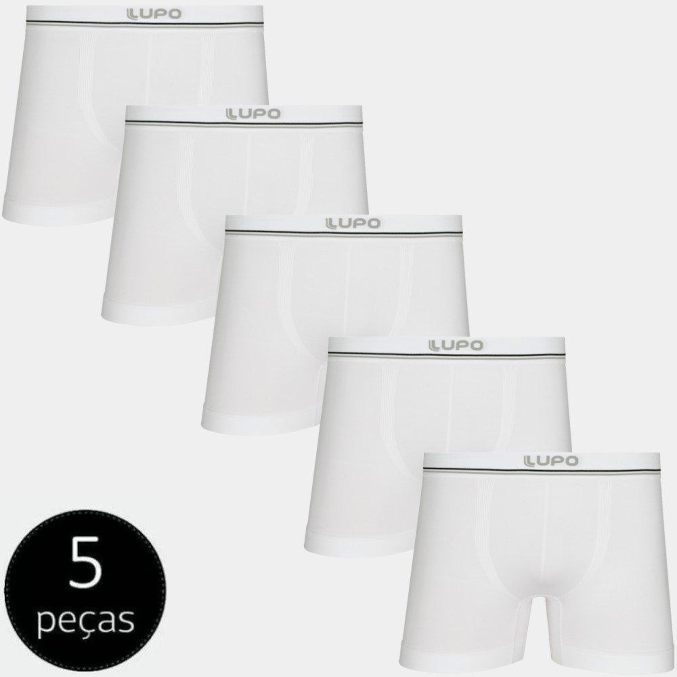 Cueca Boxer Lupo Esportiva sem Costura - Adulto - 5 unidades - Foto 2