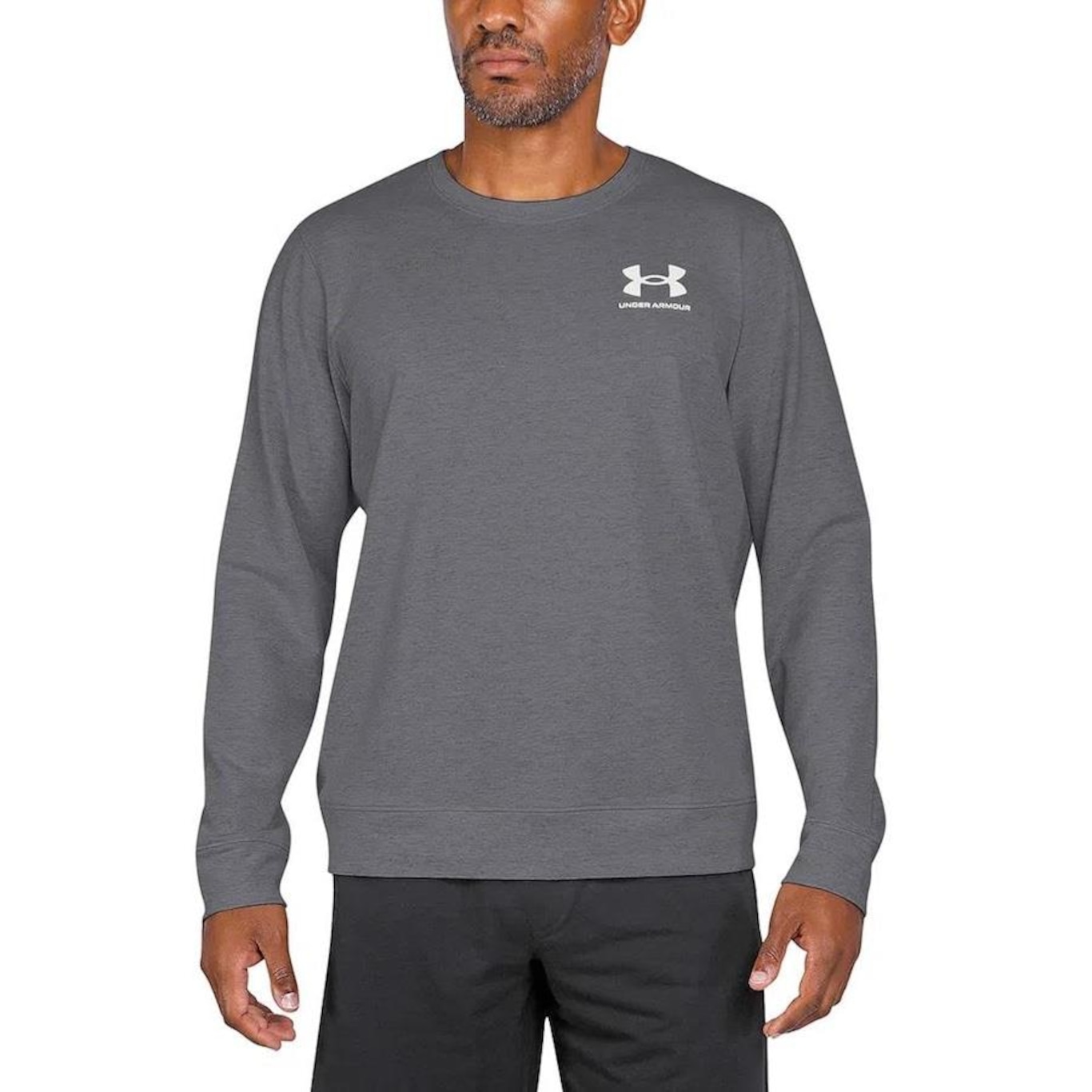 Blusão de Moletom Under Armour Rival Terry Logo Crew - Masculino - Foto 1