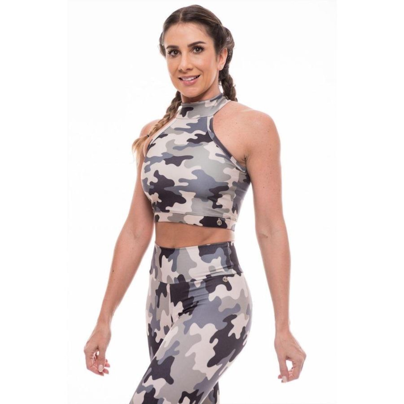 Top Fitness Vibs Fitwear Gola Alta e Bojo Removível - Feminino - Foto 1