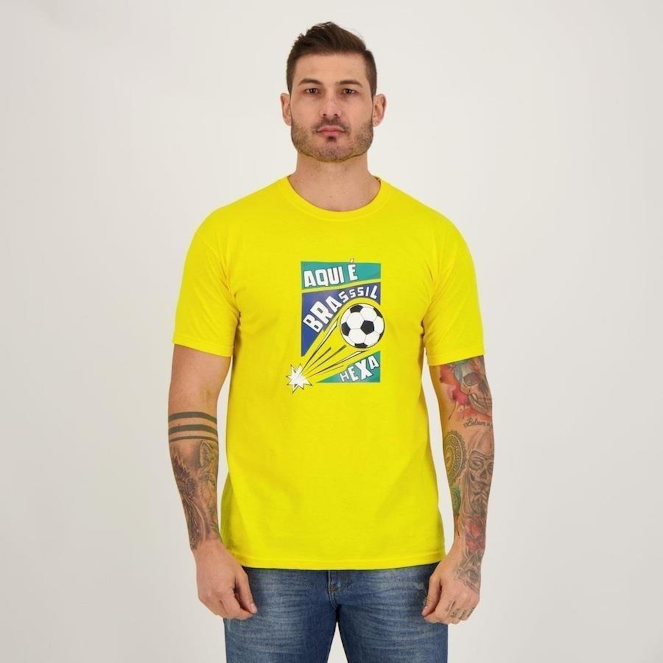 Camiseta Futfanatics Aqui é Brasil - Masculina - Foto 2