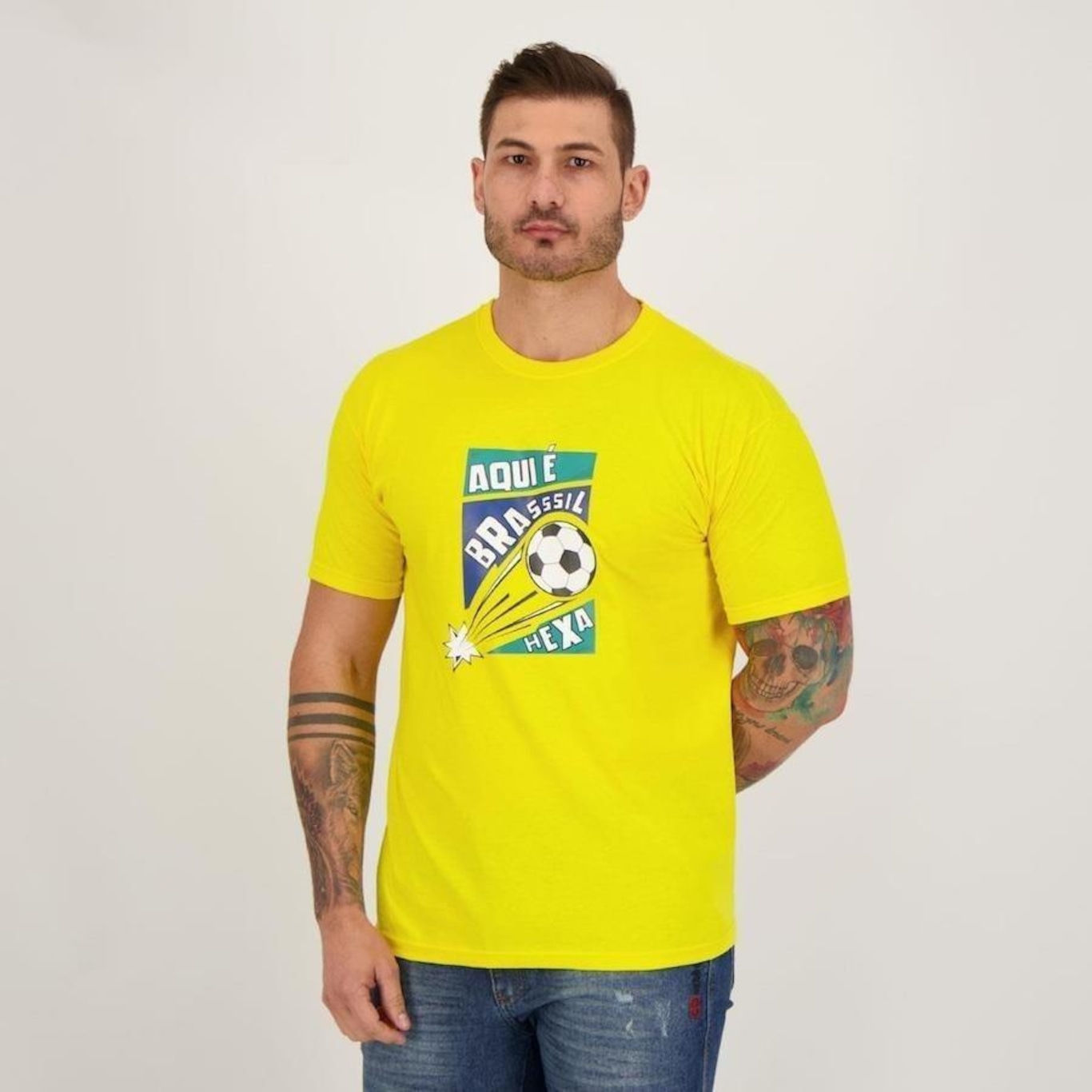 Camiseta Futfanatics Aqui é Brasil - Masculina - Foto 3