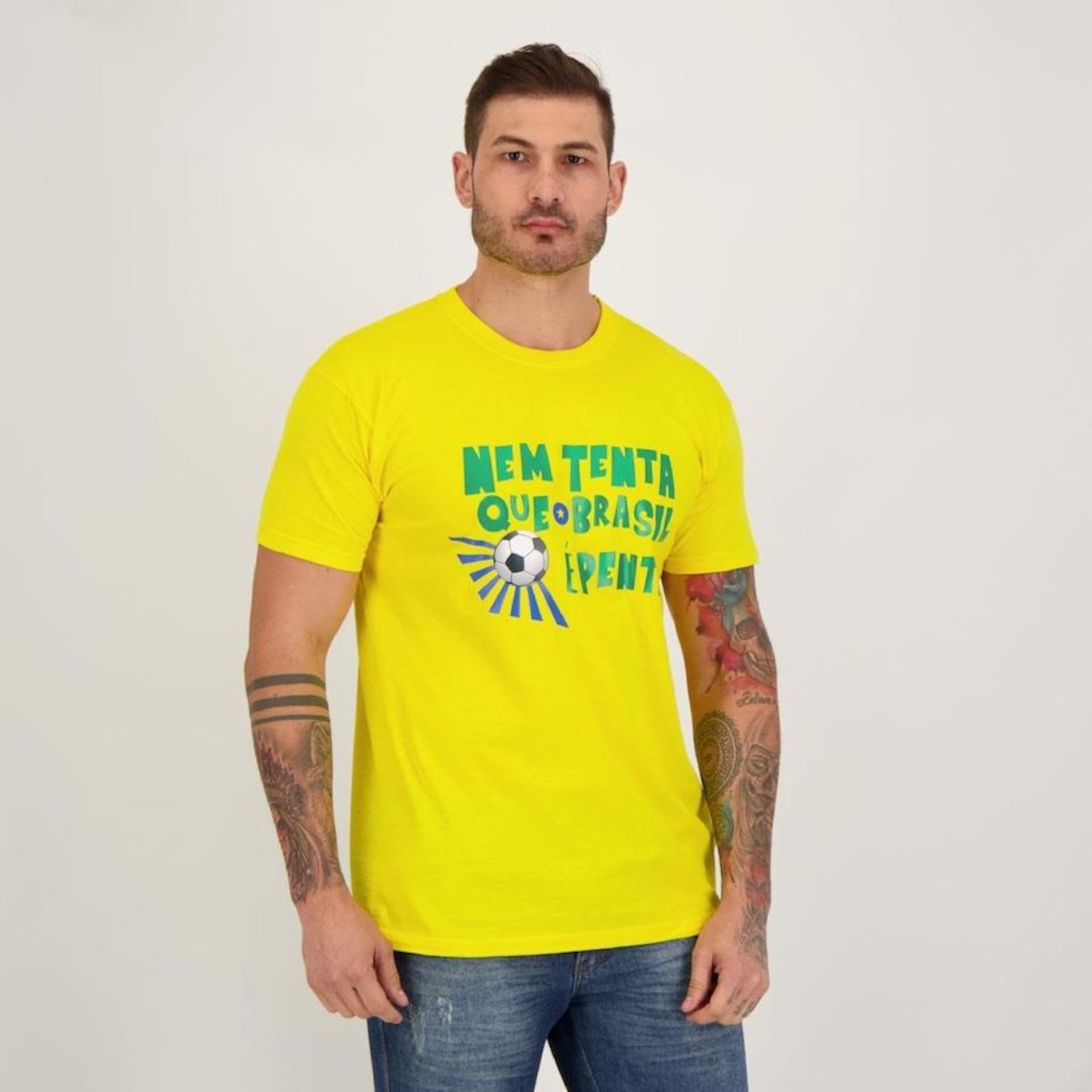 Camiseta Futfanatics Brasil é Penta - Masculina - Foto 2