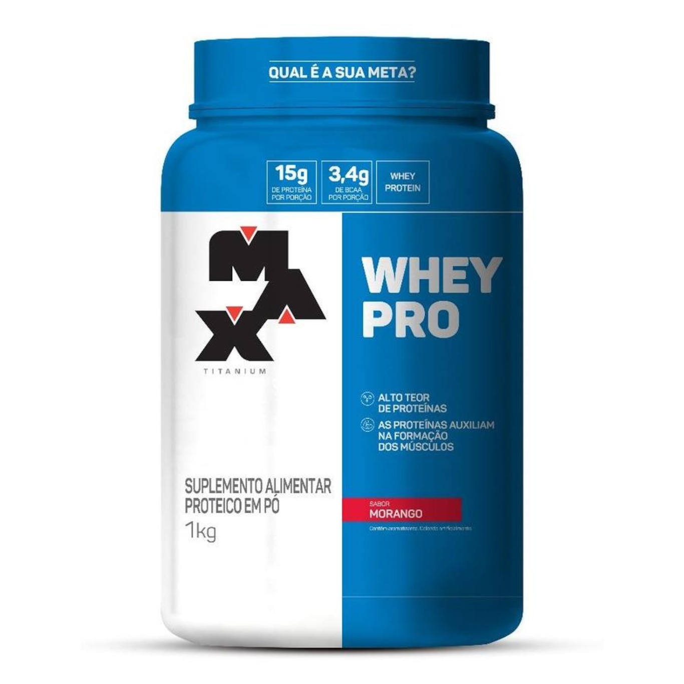 Whey Protein Concentrado Pro Morango Max titanum - 1kg - Foto 1