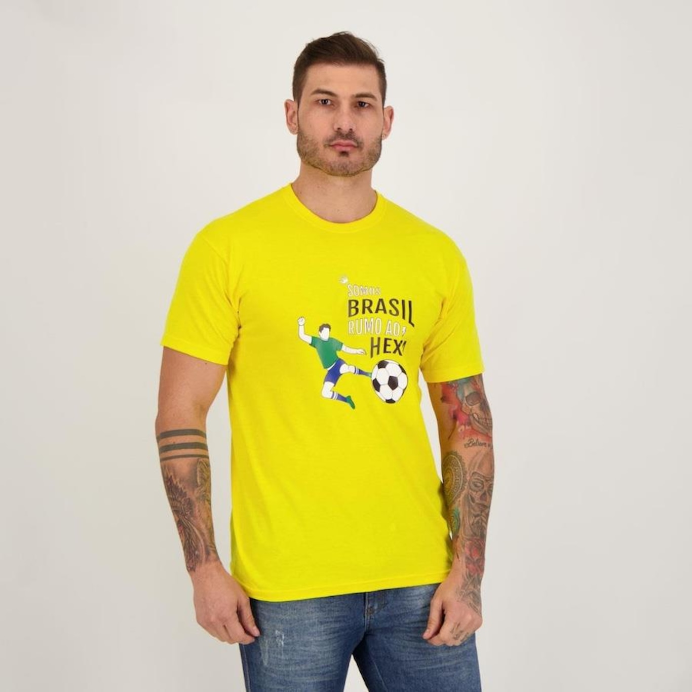 Camiseta Futfanatics Brasil Craque do Hexa - Masculina - Foto 2