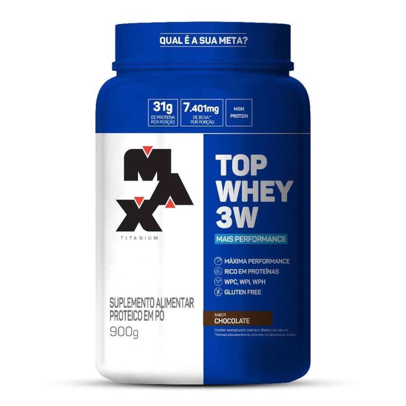 Top Whey 3W Chocolate Max Titanium - 900g - Foto 1