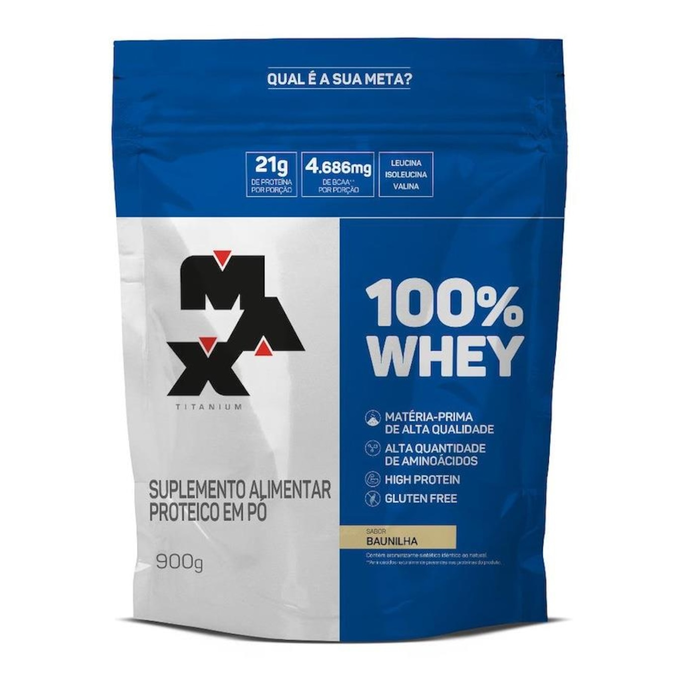 100% Whey Max Titanium Refil - Baunilha - 900g - Foto 1