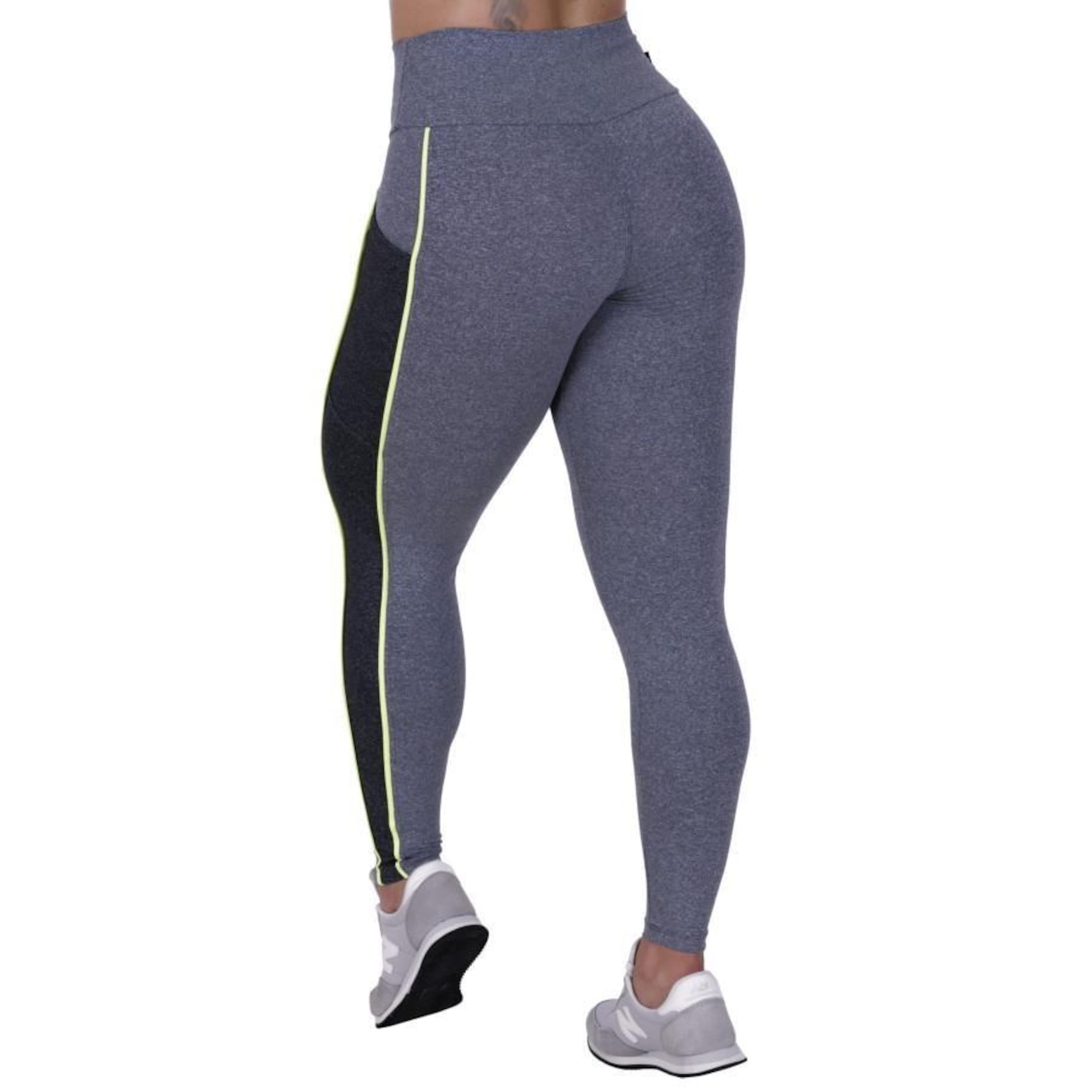 Calça Legging Orbis Fitness Recorte Lateral com Bolso Detalhe Neon - Feminina - Foto 3