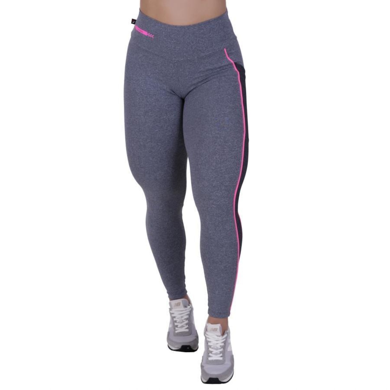 Calça Legging Orbis Fitness Recorte Lateral com Bolso Detalhe Neon - Feminina - Foto 1