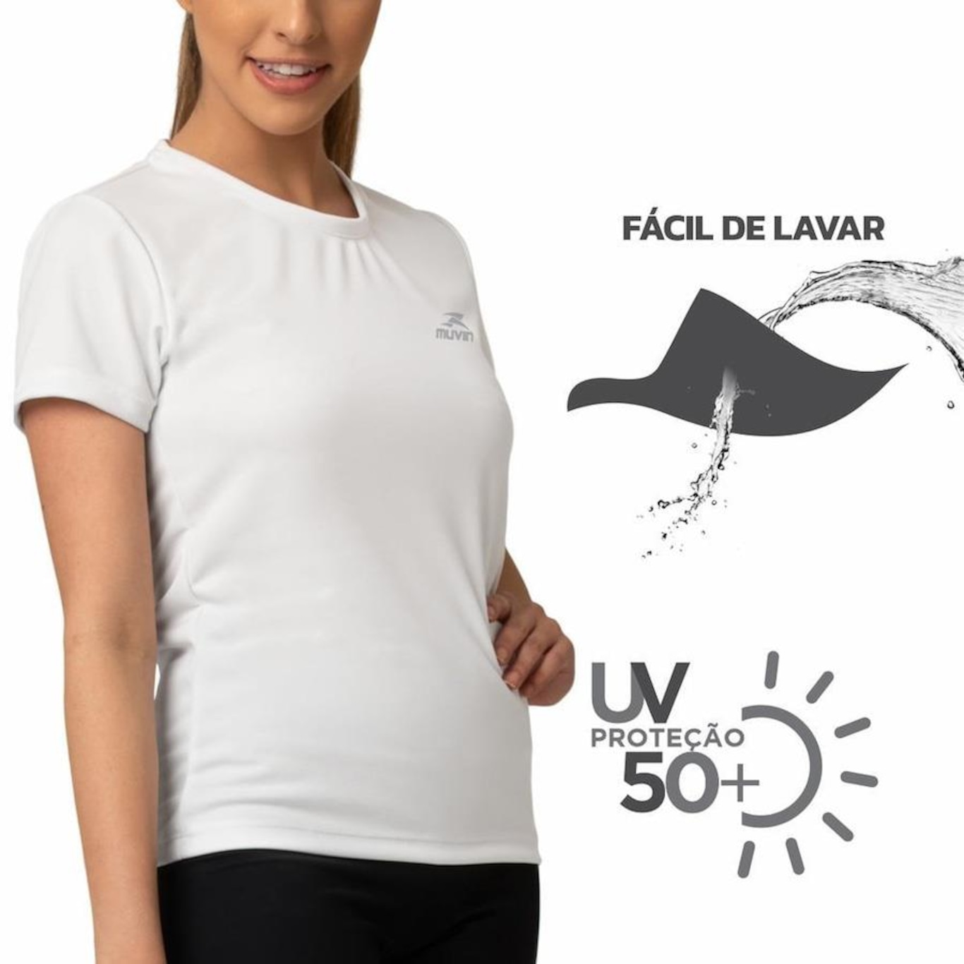 Camiseta Muvin Dry Basic SS com Proteção UV50 - Feminina - Foto 5