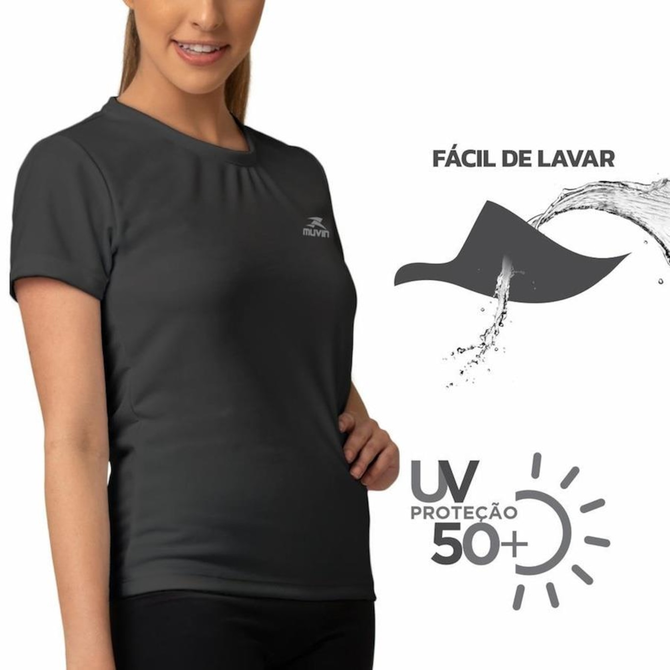 Camiseta Muvin Dry Basic SS com Proteção UV50 - Feminina - Foto 5