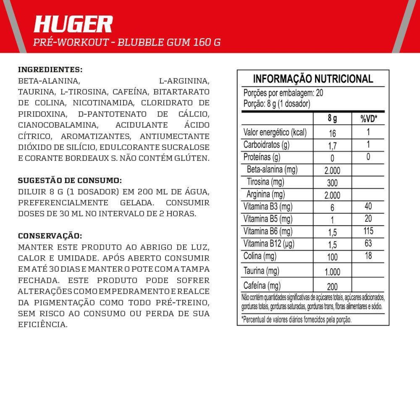 Huger Pre-Workout Integralmédica - 160g - Foto 2