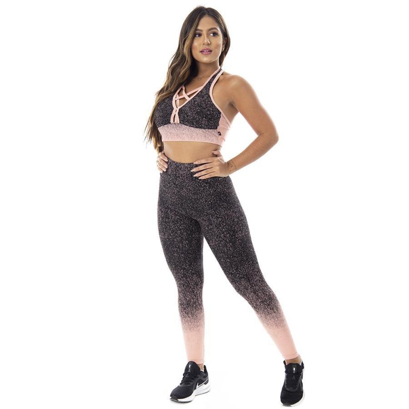 Calça Legging Orbis Fitness Cintura Alta Jacquard Degrade - Feminina - Foto 3