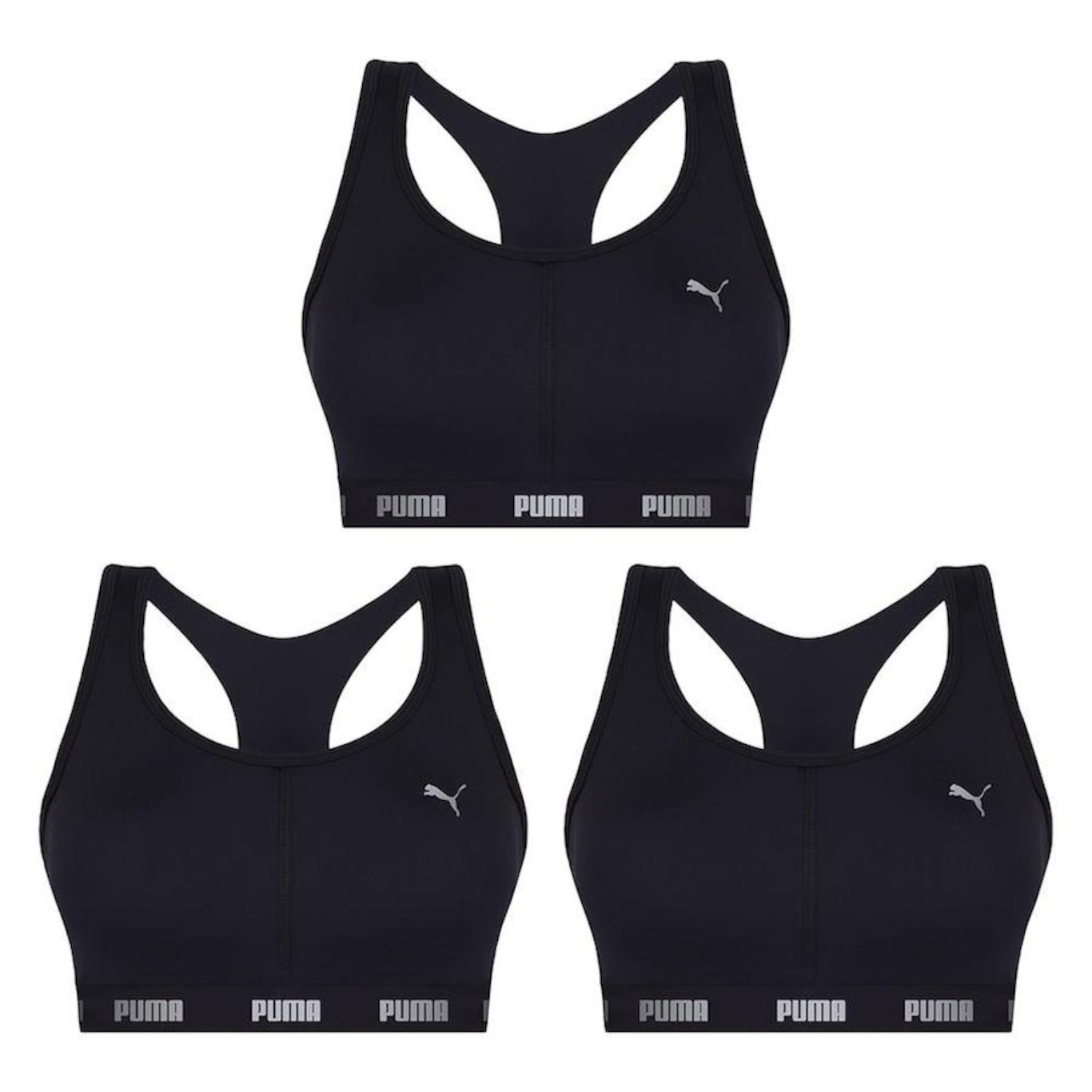 Kit Top Fitness Puma Nadador com Bojo - Feminino - 3 unidades em Promoção