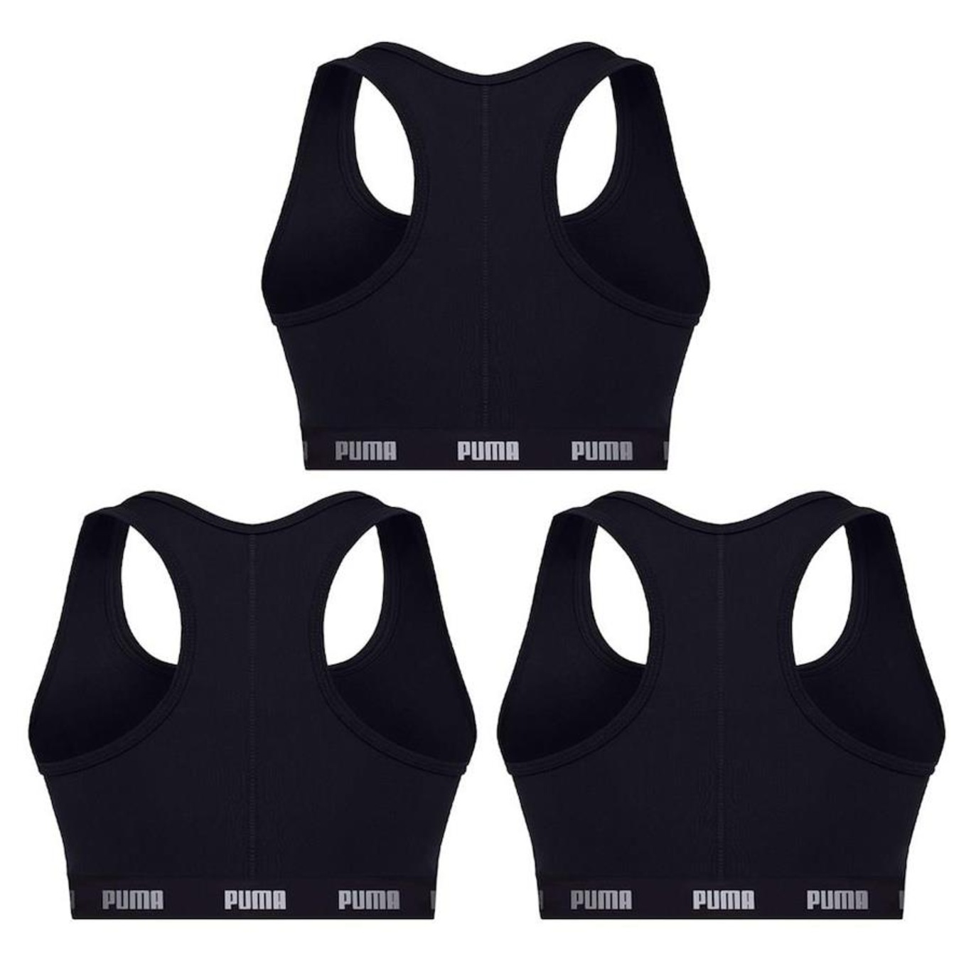 Kit Top Fitness Puma Nadador com Bojo - Feminino - 3 unidades - Foto 2