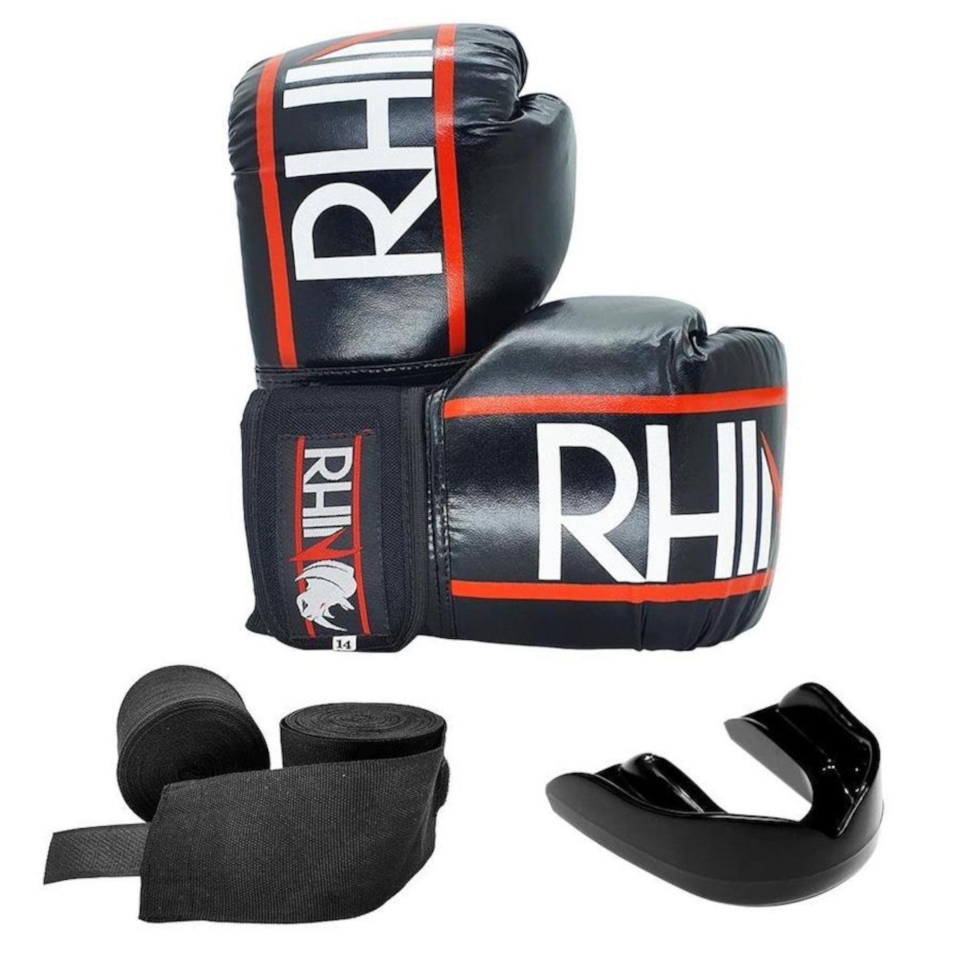 Kit de Boxe Rhino com Luvas + Bandagem + Bucal - Foto 1