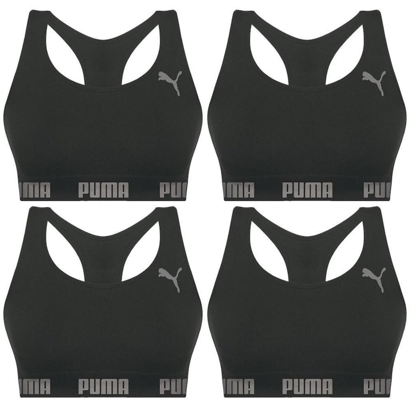 Kit Top Fitness Puma Nadador sem Costura - Feminino - 4 unidades - Foto 1