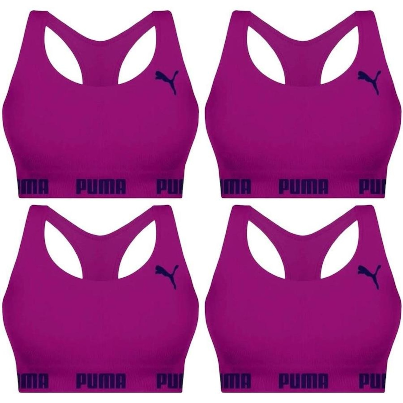 Kit Top Fitness Puma Nadador sem Costura - Feminino - 4 unidades - Foto 1