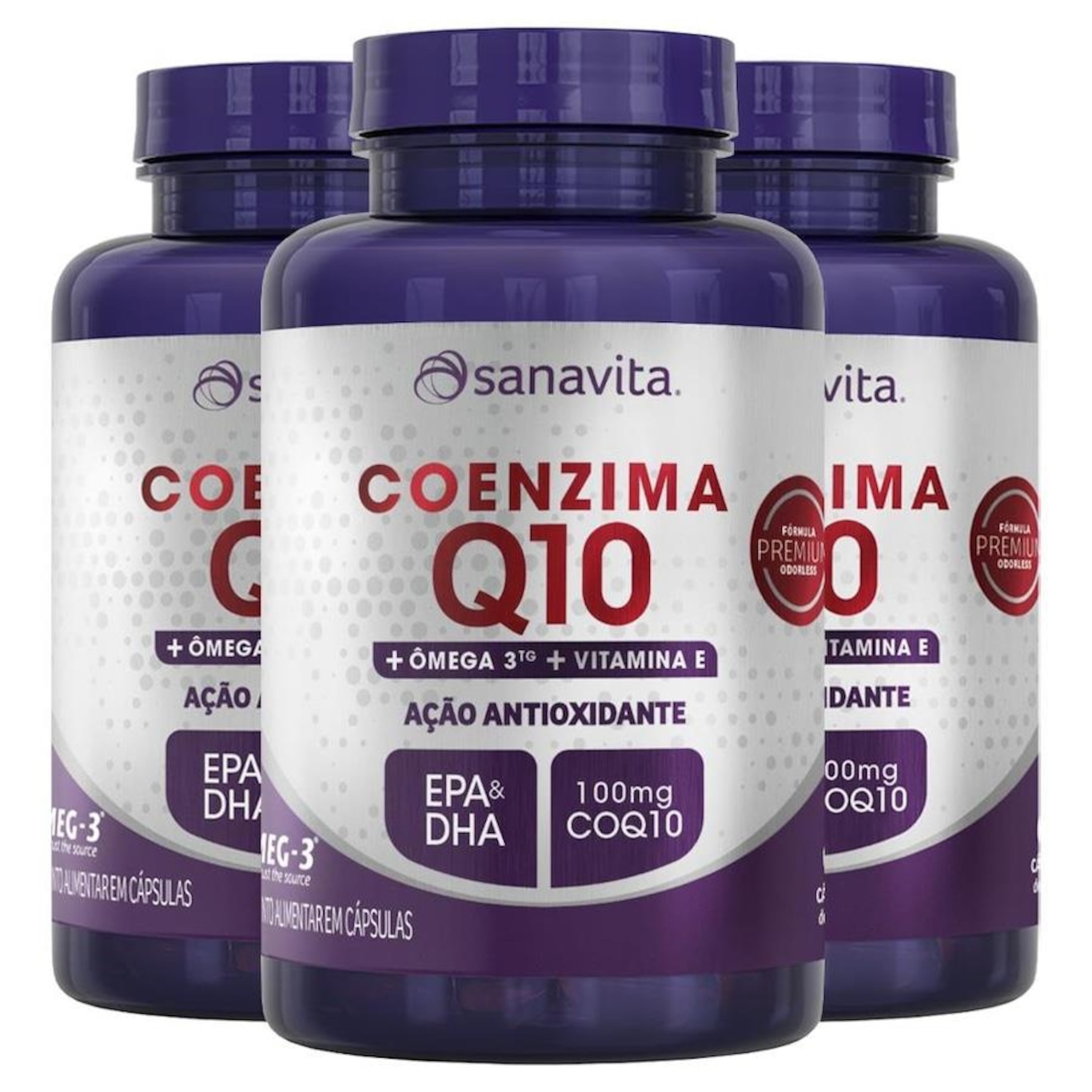 Kit Sanavita: 3x Coenzima Q10 + Ômega 3 - 60 Cápsulas | Centauro