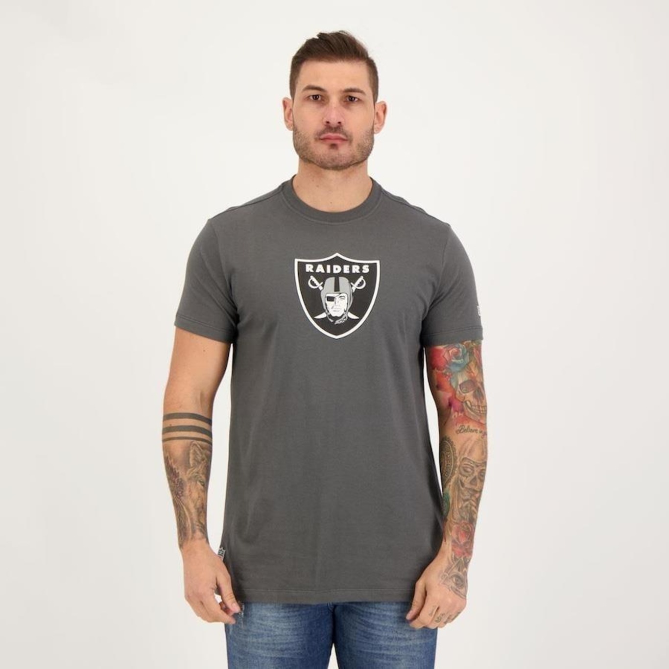 Camiseta New Era NFL Futebol Americano Basica Cinza