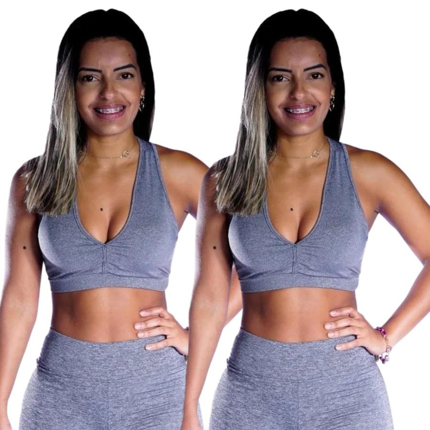 Kit de Top Fitness com Bojo Belmento Nadador - Feminino - 2 Unidades - Foto 1