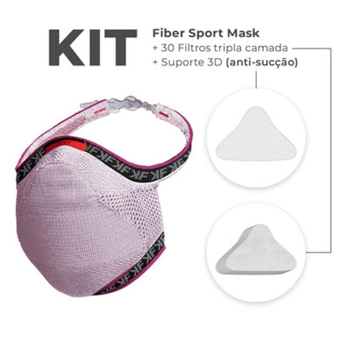 Kit Máscara Fiber Knit Sport Tokyo + 30 Filtros de Proteção + Suporte - Foto 3