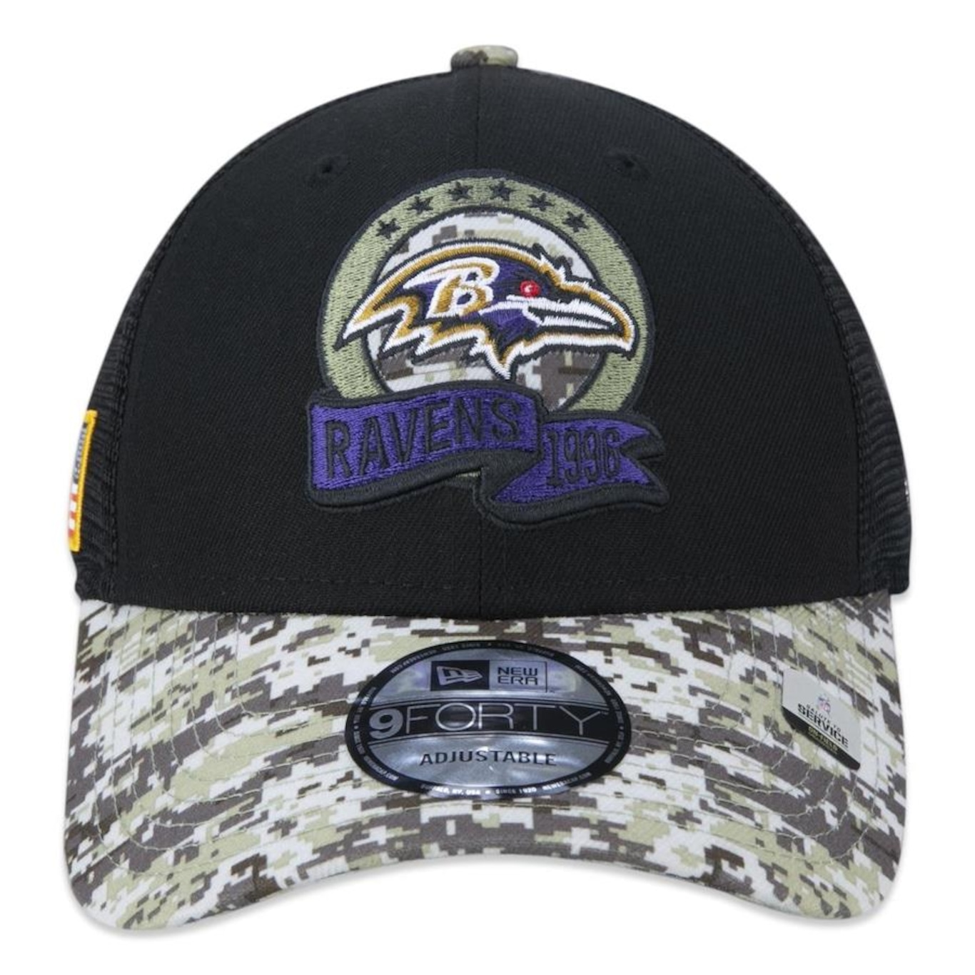 Boné Aba Curva New Era 9Forty Baltimore Ravens Salute To Service 2022 - Snapback - Trucker - Adulto - Foto 2